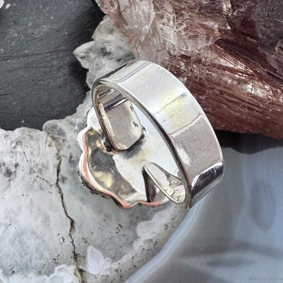 Sterling Silver Southwestern Style 4 Composite Turquoise Adjustable Ring - Picture 7 of 10